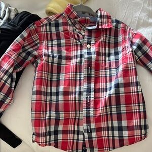 Janie and Jack Red and Blue Button Down Shirt Classic Plaid